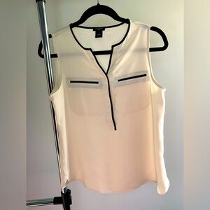 Ann Taylor Ivory Blouse with Black Accents